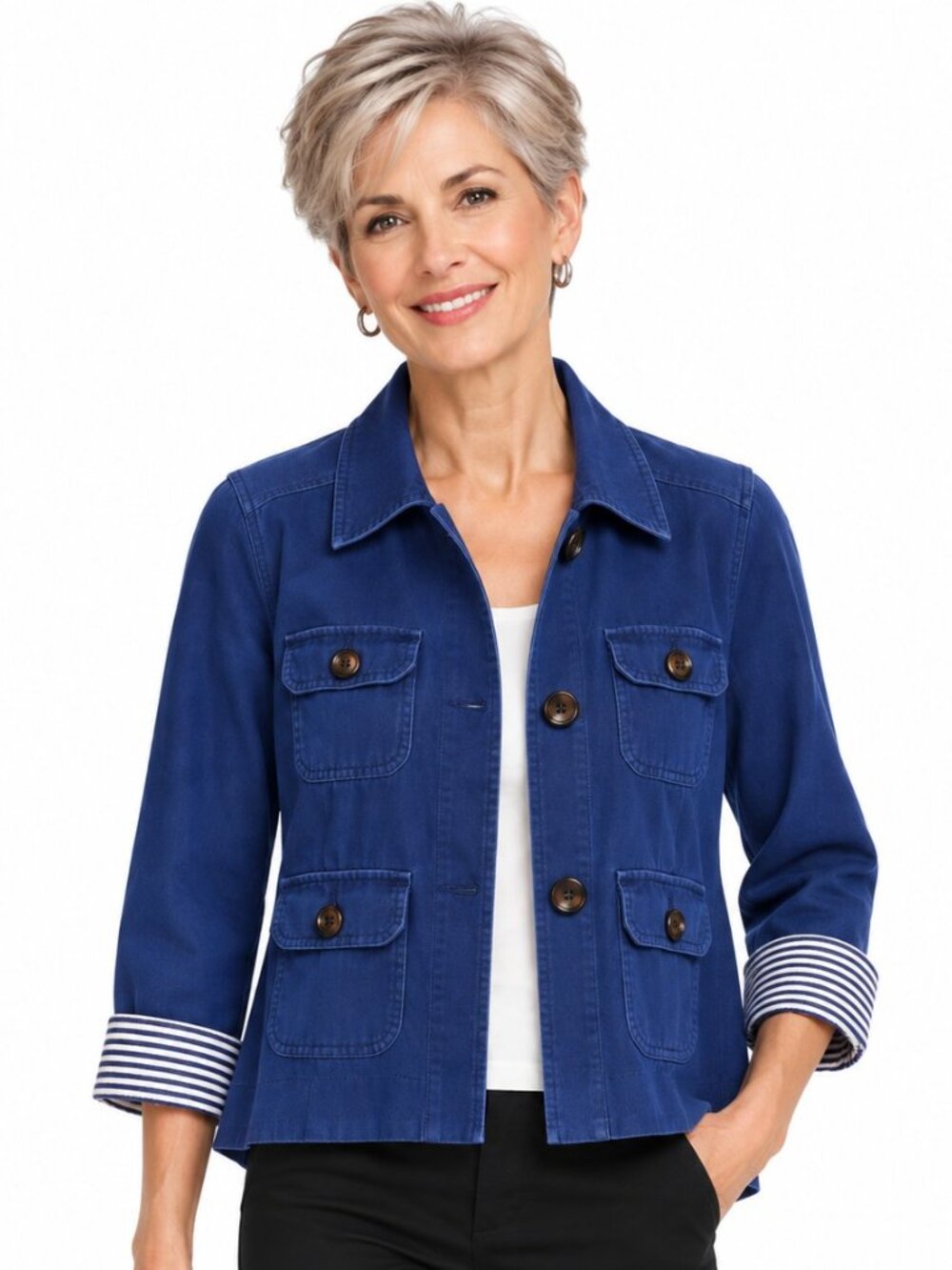 Broome Street Kate Spade Navy Blue Linen Cotton Swing Jacket